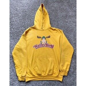 Vintage Wally World Hoodie Men's Medium Yellow Long Sleeve